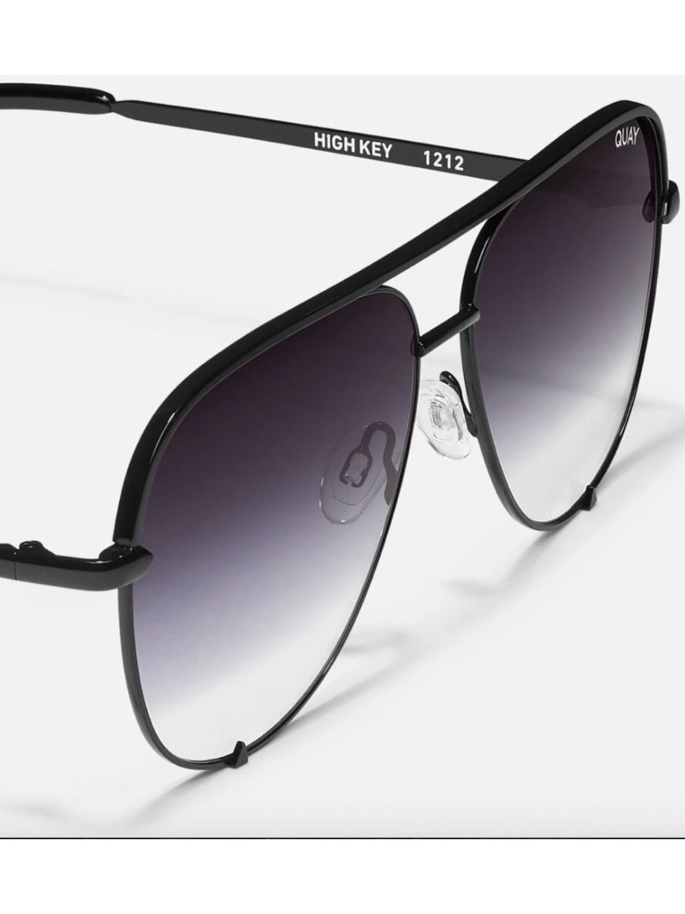 Quay Australia High Key Black Aviator Sunglasses Gradient Lens